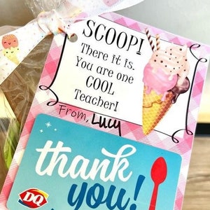 Teacher Appreciation Printable tags, Printable Ice Cream Gift Card Tags, Printable Teacher Appreciation Gift Tags | INSTANT DOWNLOAD