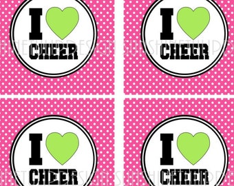 CHEER Printable DIY Favor Gift Tags Sticker Labels and Cupcake Toppers by SUNSHINETULIPDESIGN