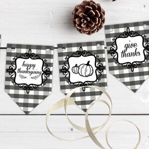 Printable THANKSGIVING Banner, Printable Buffalo Plaid Banner, Thanksgiving garland decor, Farmhouse Thanksgiving Decor, INSTANT DOWNLOAD