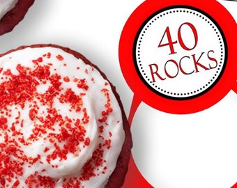Adornos para cupcakes imprimibles para 40 cumpleaños / Etiquetas para 40 y más / Etiquetas de recuerdo para fiesta de 40 Rocks / DESCARGA INSTANTÁNEA / Imprimibles para cumpleaños importantes
