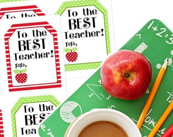 The Best Teacher Printable Gift Tags, Printable Teacher Appreciation Gift Tags by SUNSHINETULIPDESIGN