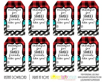 printable thankful for sweet friends like you gift tags printable friendship gift tags printable buffalo plaid tags by sunshinetulipdesign - Printable Christmas Name Tags printable thankful for sweet friends like you gift tags printable friendship gift tags printable buffalo plaid tags by sunshinetulipdesign - Printable Christmas Name Tags