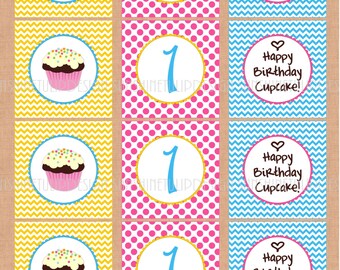printable 2nd birthday cupcake toppers happy birthday etsy