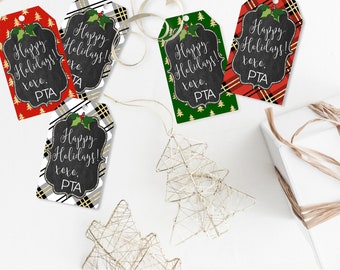 Printable Holiday PTA Tags, Christmas PTA Gift Tags, Printable Teacher Appreciation Holiday Tags by SUNSHINETULIPDESIGN