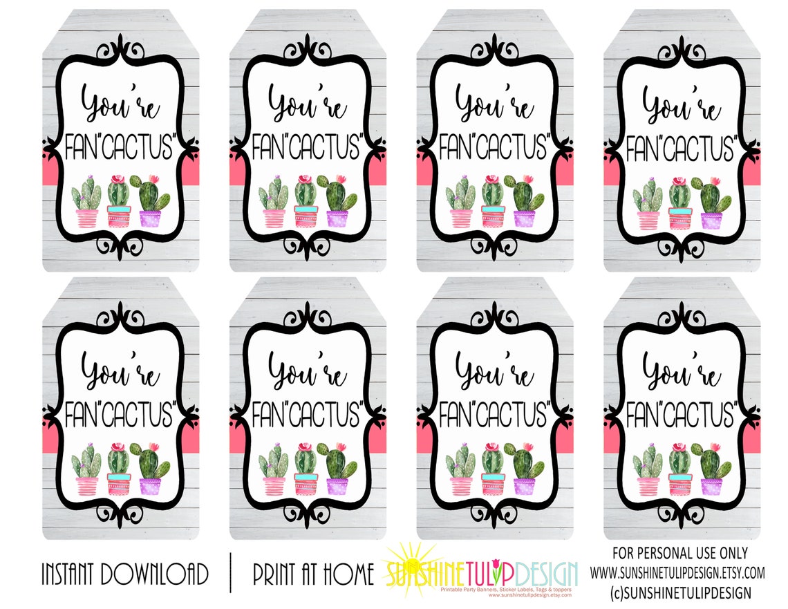 Printable Cactus Gift Tags Printable Teacher Appreciation - Etsy Australia