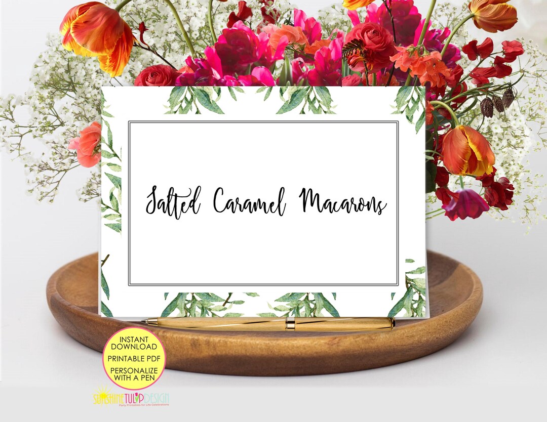 Printable Greenery Foldable Tent Card, Printable Fern Tent Cards ...