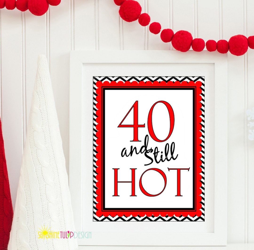 Printable 40 and Still HOT Birthday Party Sign, Printable 40th Birthday ...