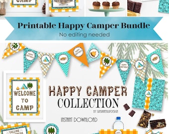 Printable Campout Birthday Party Collection | Camping Party Decorations | Instant Download Backyard Campout | Hamper Camper Birthday