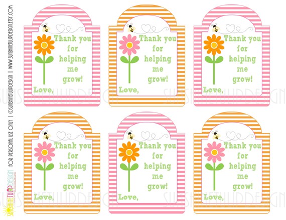 Printable Teacher Appreciation Gift Tags Thank You For Etsy