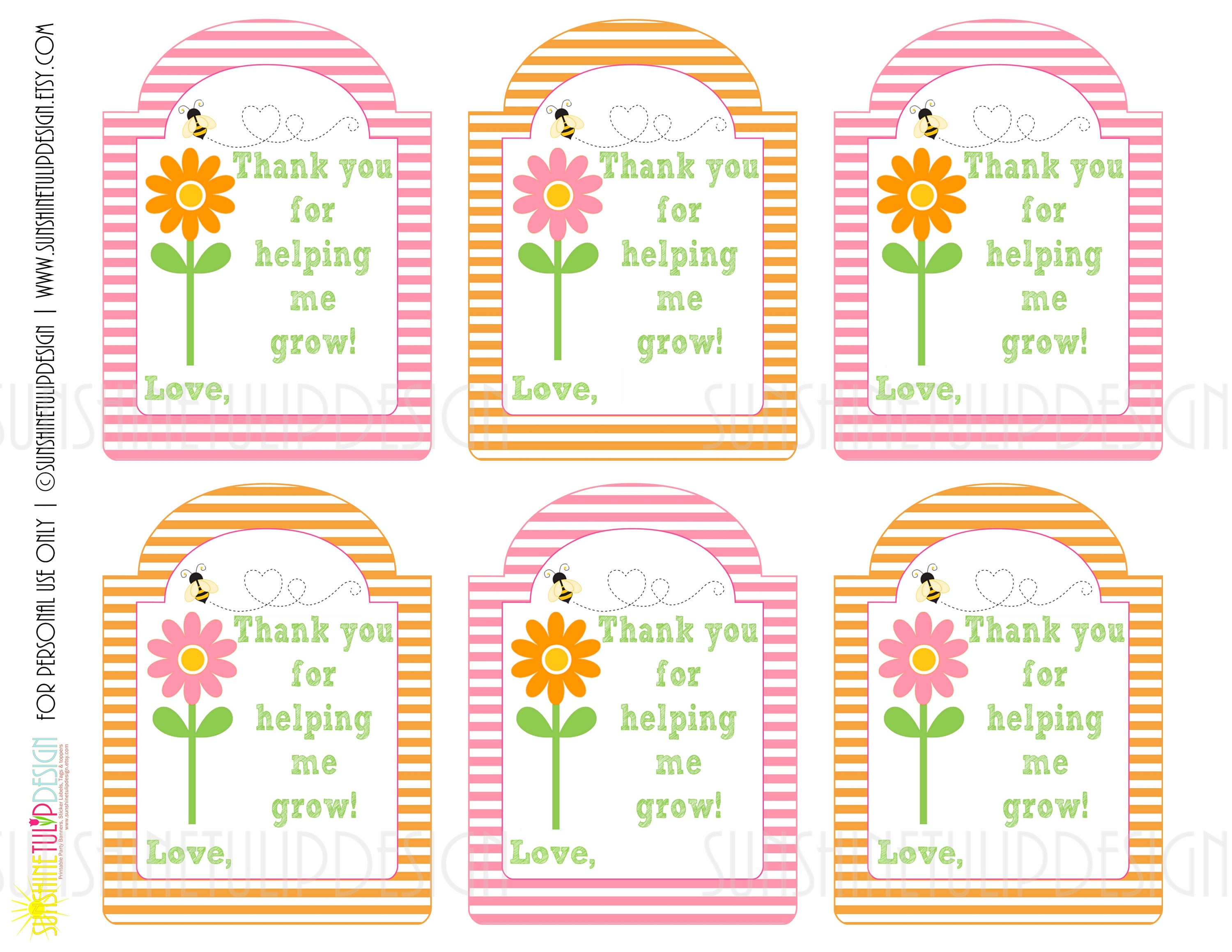 Printable Teacher Appreciation Gift Tags Thank You For Etsy