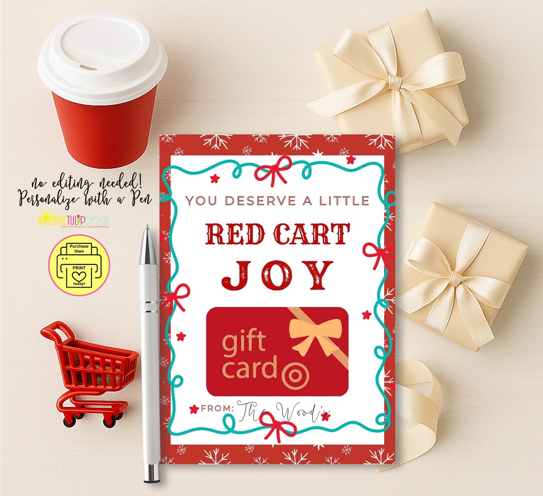 Red Cart Joy Christmas Gift Card Holder | Target Gift Card Printable ...