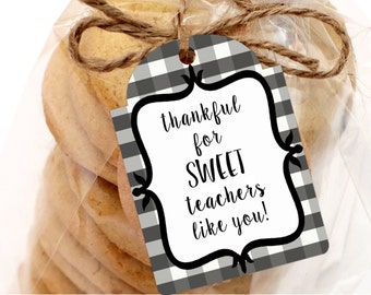 Printable Thankful for SWEET Teachers Gift Tags, Printable Gift Tags, Teacher Appreciation Gift Tags by SUNSHINETULIPDESIGN