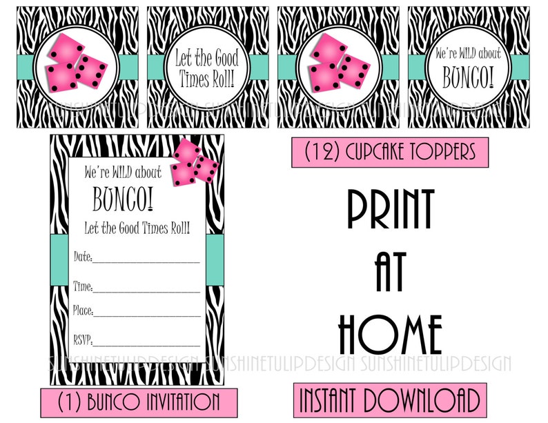 Bunco Party Printable Diy Invitation Party Favor Tags Etsy