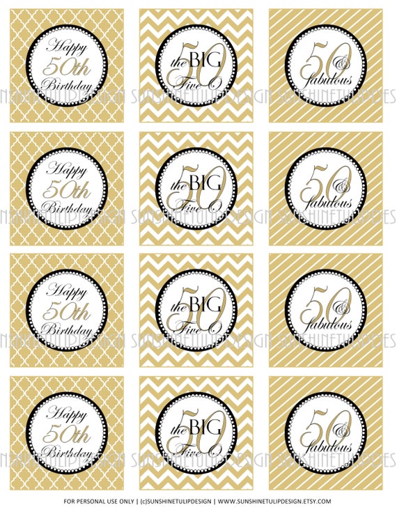 40th Birthday Damask Black and Aqua Printable Cupcake Toppers Sticker Labels /& Party Favor Gift Tags by SUNSHINETULIPDESIGN