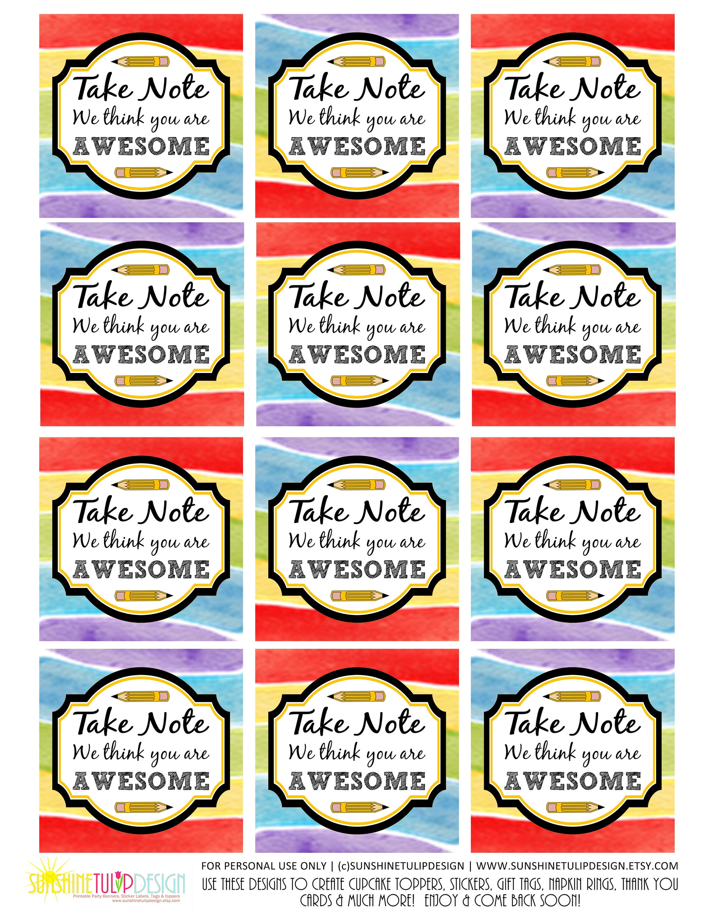 Printable Rainbow Party Package, Printable Rainbow Party Decorations, -  Sunshinetulipdesign