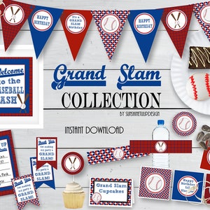 Afdrukbare honkbal verjaardagsfeestje collectie, afdrukbare honkbal feestdecoraties, Instant Download honkbalfeest | DIRECT DOWNLOADEN