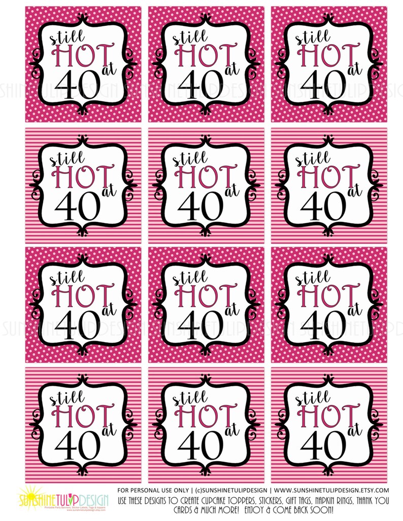 Free Printable 40th Birthday Tags