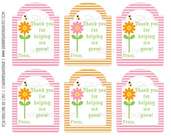 Teacher Appreciation Thank you for helping me Grow Gift Tags by SunshineTulipdesign