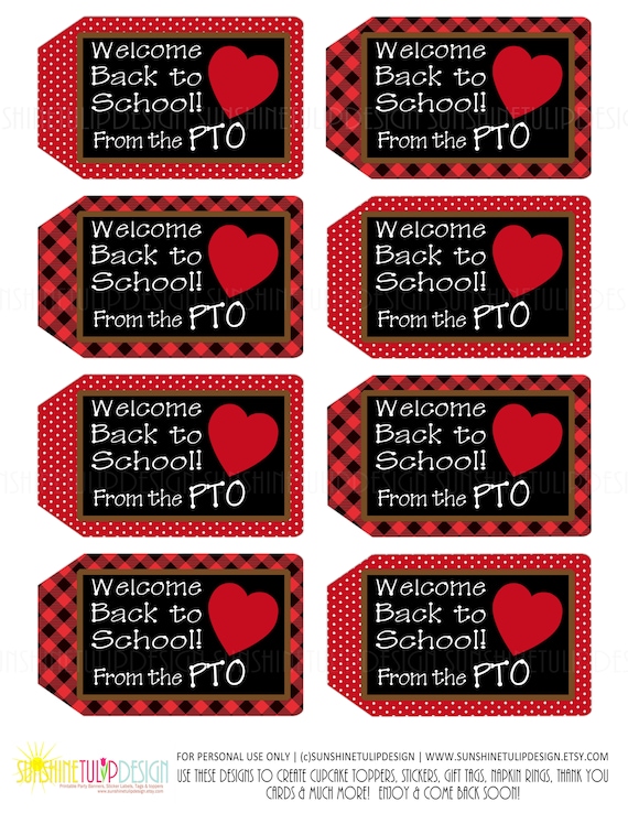 Printable PTO Tags, Welcome Again Toward University Present Tags image relating to Printable Teacher Gift Tags referred to as Printable PTO Tags, Welcome Back again Toward University Present Tags