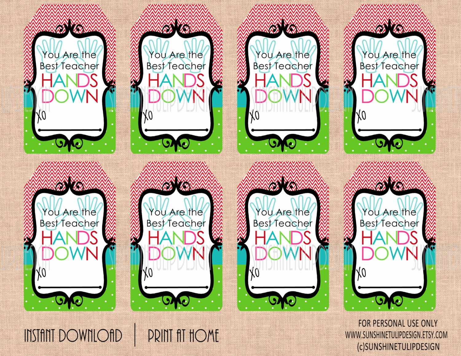 This is an image of Fan Printable Teacher Appreciation Tags This is a picture of Fan Printable Teacher Appreciation Tags