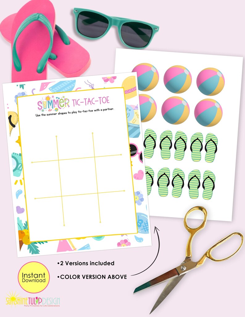 Summer Tic Tac Toe Printable Game | Tic Tac Toe Summer Activity ...