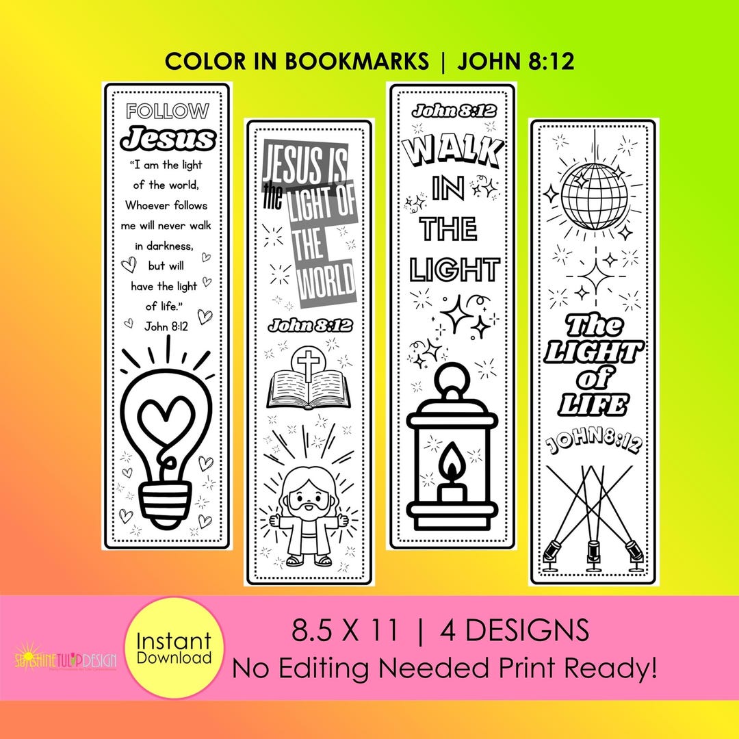 Jesus is the Light of the World Coloring Bookmarks | John 8:12 ...