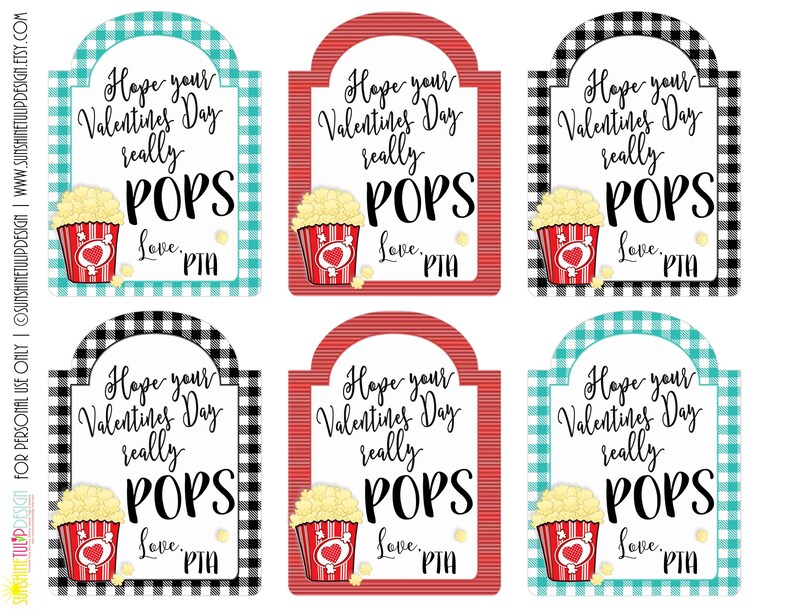 Teacher Appreciation Gift Tags Printable Hope Your Valentines Day Really POPS Gift Tags Valentines for Teachers by SUNSHINETULIPDESIGN