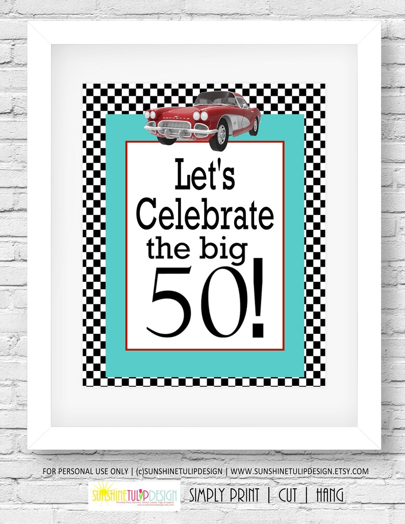 Printable 50th Birthday Sign Printable 50th Birthday Wall | Etsy