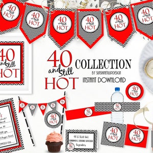 Compleanno importante / Collezione stampabile per la festa del 40° compleanno / Decorazioni stampabili per la festa dei 40 e ancora HOT / Download immediato per la festa