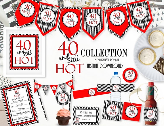 Printable 40th Birthday Party Collection Printable 40 and | Etsy