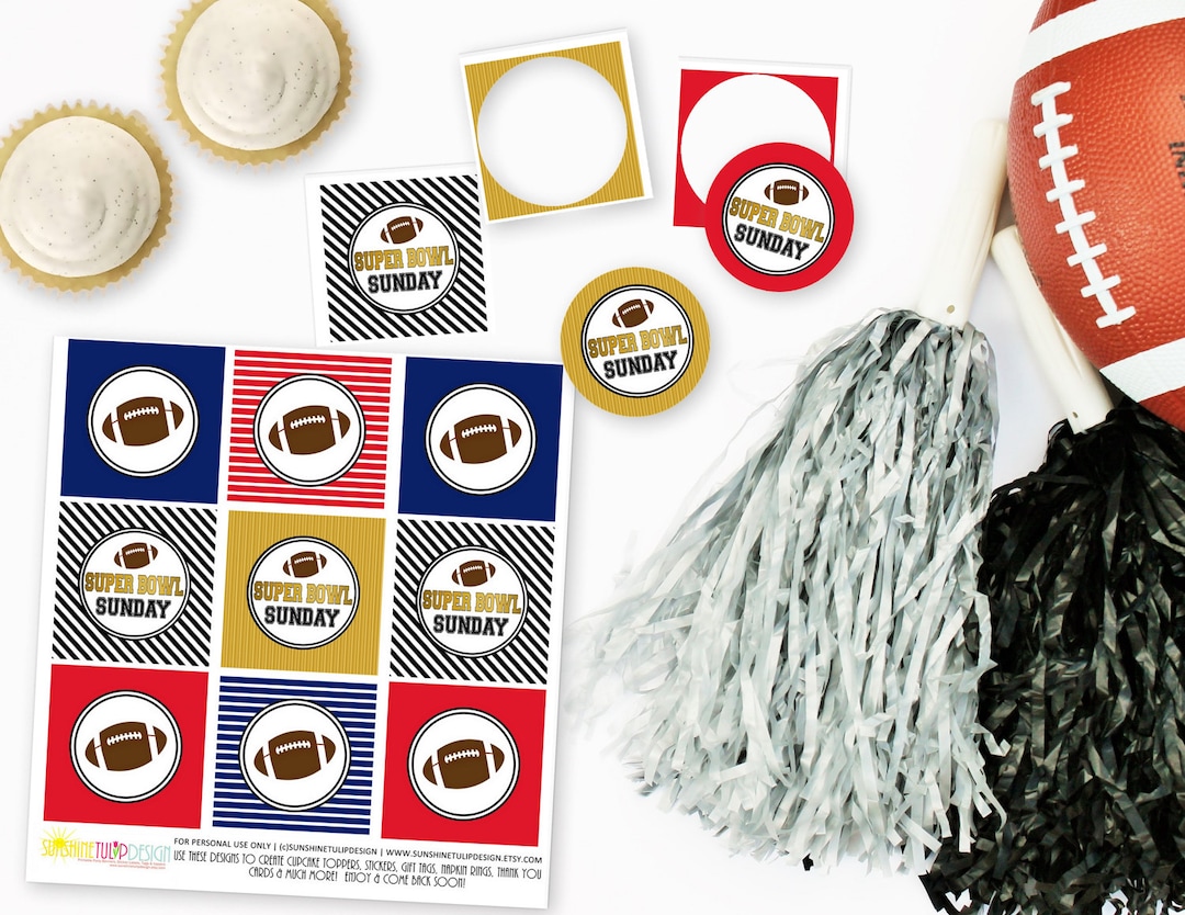 Printable Super Bowl Football Cupcake Toppers, Printable Superbowl ...