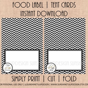 40th Birthday Chevron Party Table Tent Cards Labels by Sunshinetulipdesign