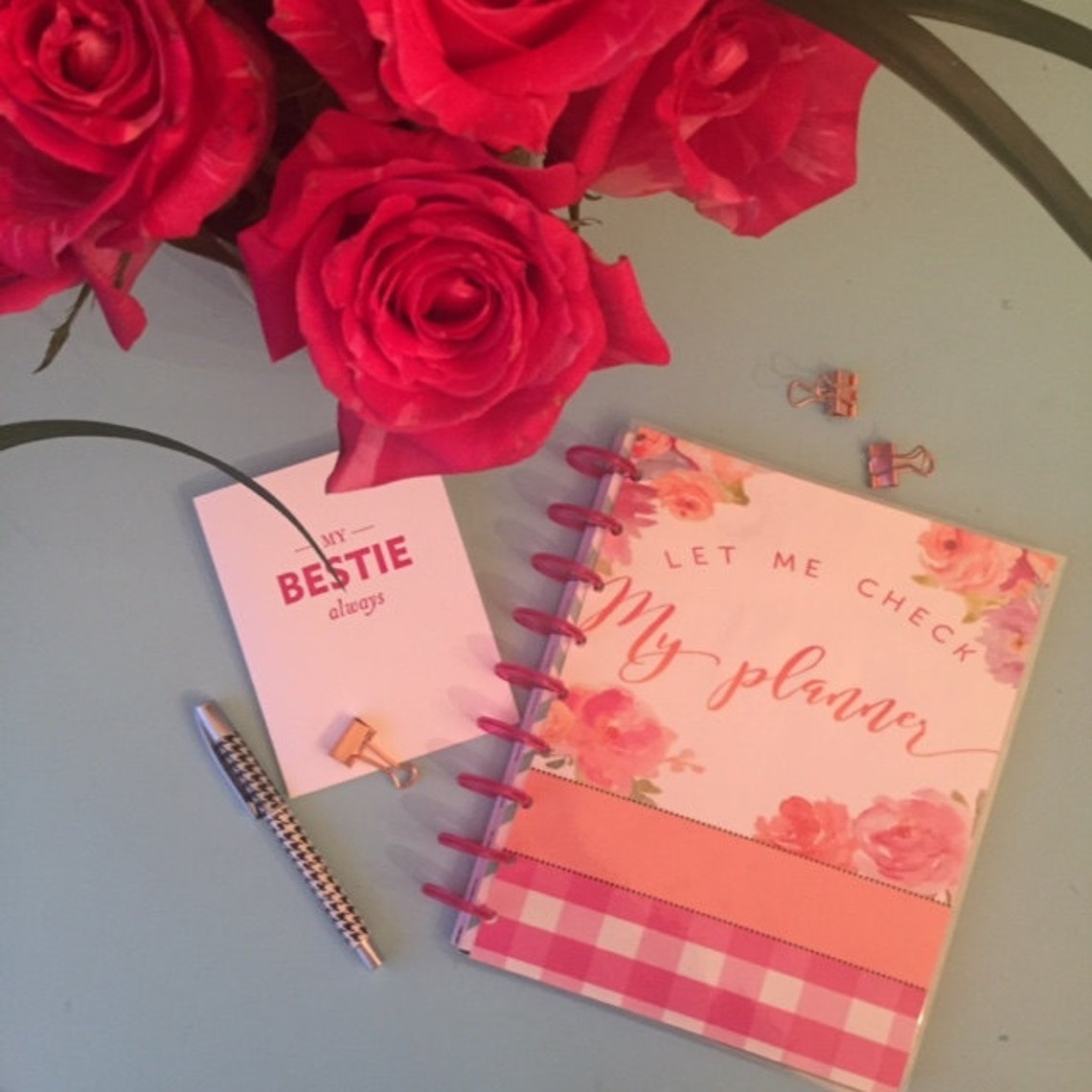 Printable Planner Cover Let Me Check My Planner Vintage Rose Etsy