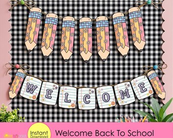 Striscione di benvenuto stampabile / Decorazione per la classe stampabile / Ritorno a scuola / Decorazione per la classe degli insegnanti / Striscione dell'associazione genitori/insegnanti / DOWNLOAD IMMEDIATO