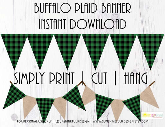 Printable Buffalo Plaid Banner Plain Green And Black Buffalo Check printable-buffalo-plaid-banner-plain-green-and-black-buffalo-check