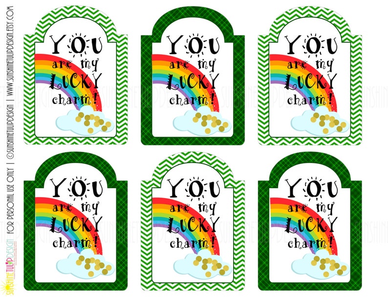 Teacher Appreciation Tags Printable Lucky Charm Gift Tags Lucky Charms cereal treat by SUNSHINETULIPDESIGN St Patrick/'s Day Gift Tags