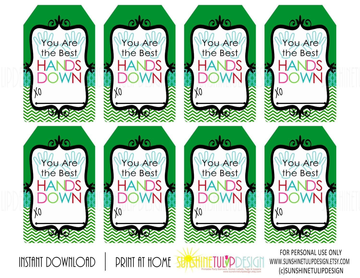 Printable You are the Best HANDS DOWN Gift Tags Lotion Gift Etsy