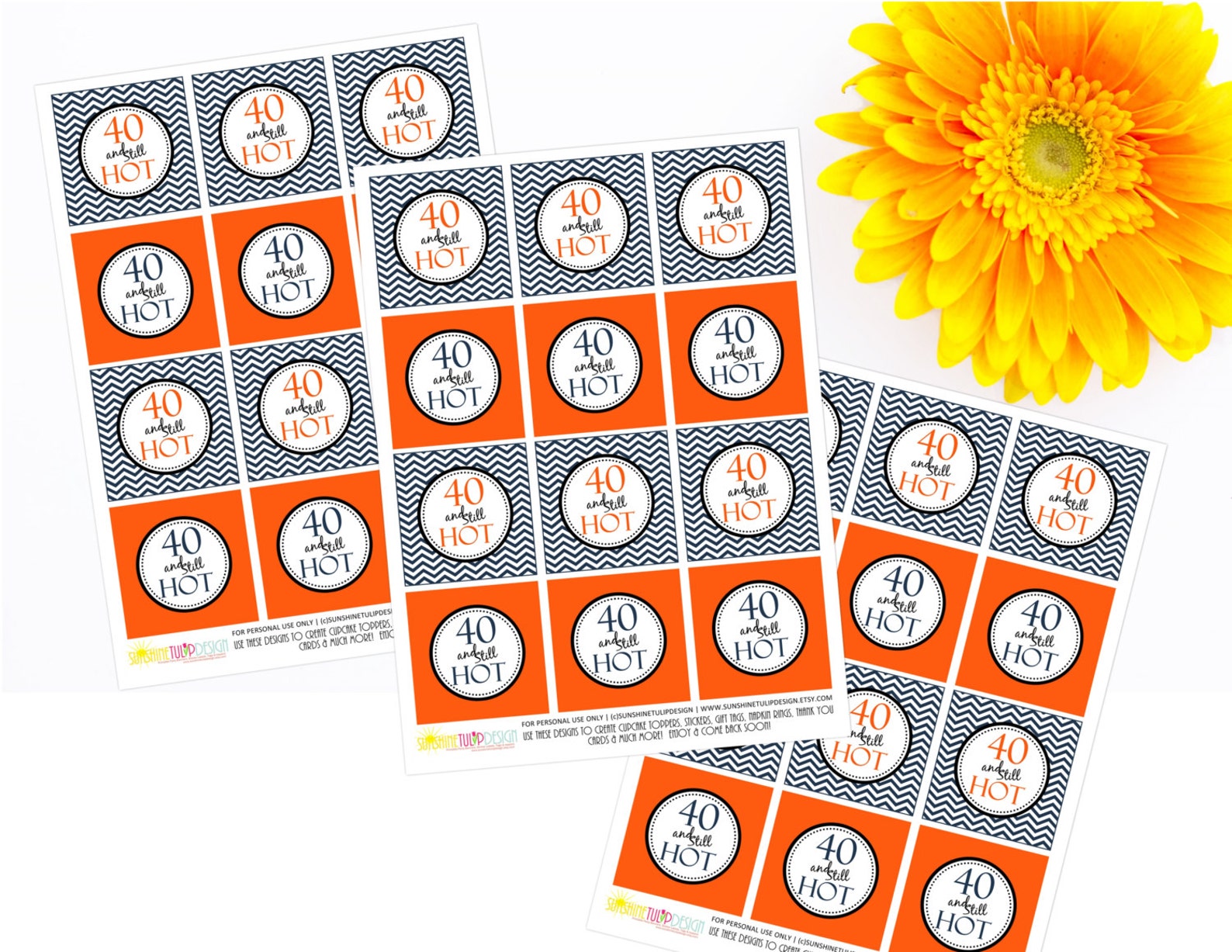 Printable 40 and Still HOT 40th Birthday Orange and Navy - Etsy
