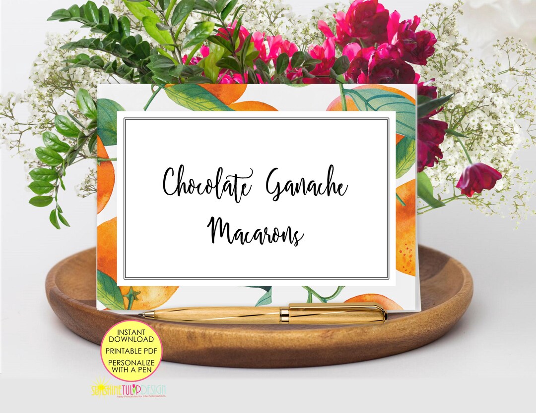 Printable Orange Foldable Tent Card, Printable Citrus Tent Cards ...