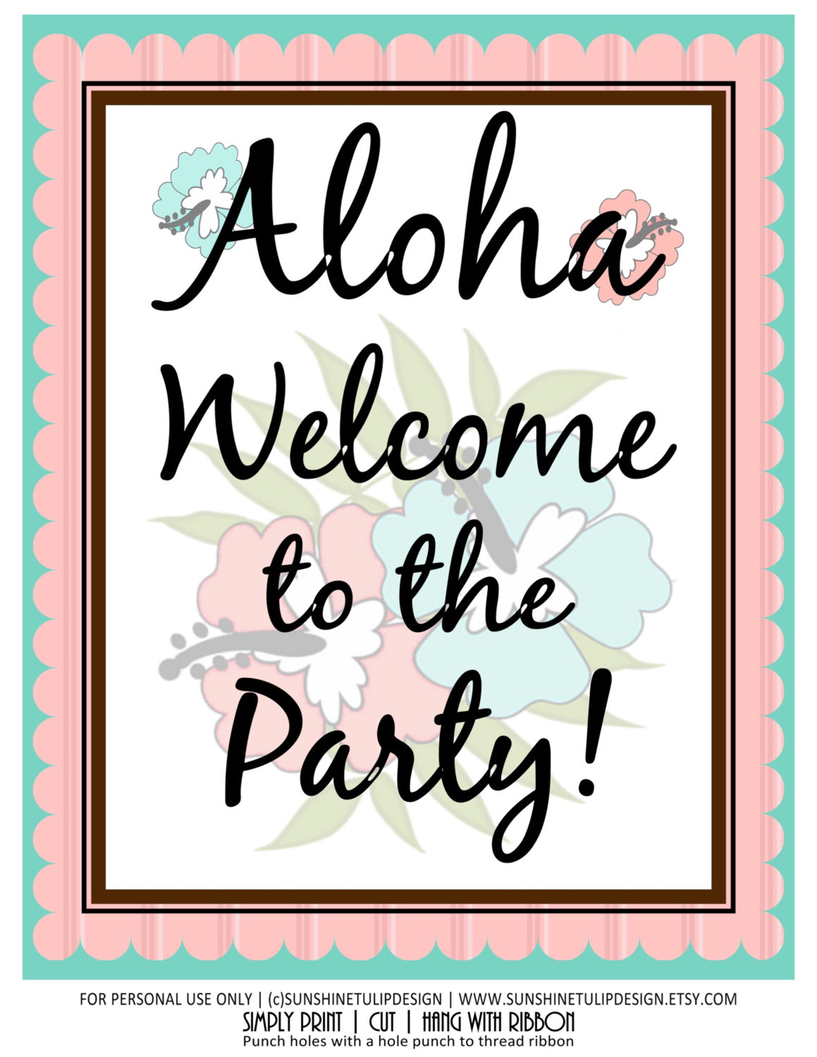Printable LUAU Birthday Luau Party Aloha Door Sign Wall | Etsy
