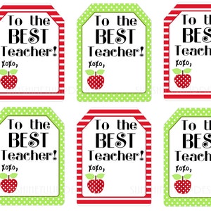 Printable Teacher Appreciation Gift Tags, The Best Teacher Printable Gift Tags by SUNSHINETULIPDESIGN image 1