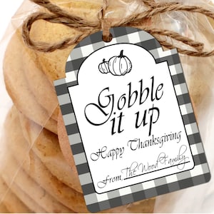 Printable Gobble It Up Thanksgiving Tags | Printable Thanksgiving Gift Tags | Thankful Gift Tags | INSTANT DOWNLOAD