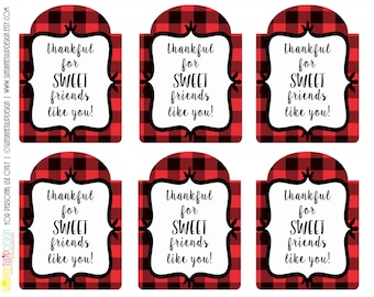 Printable Thankful for SWEET Friends Gift Tags, Printable Gift Tags, Christmas Gift Tags by SUNSHINETULIPDESIGN