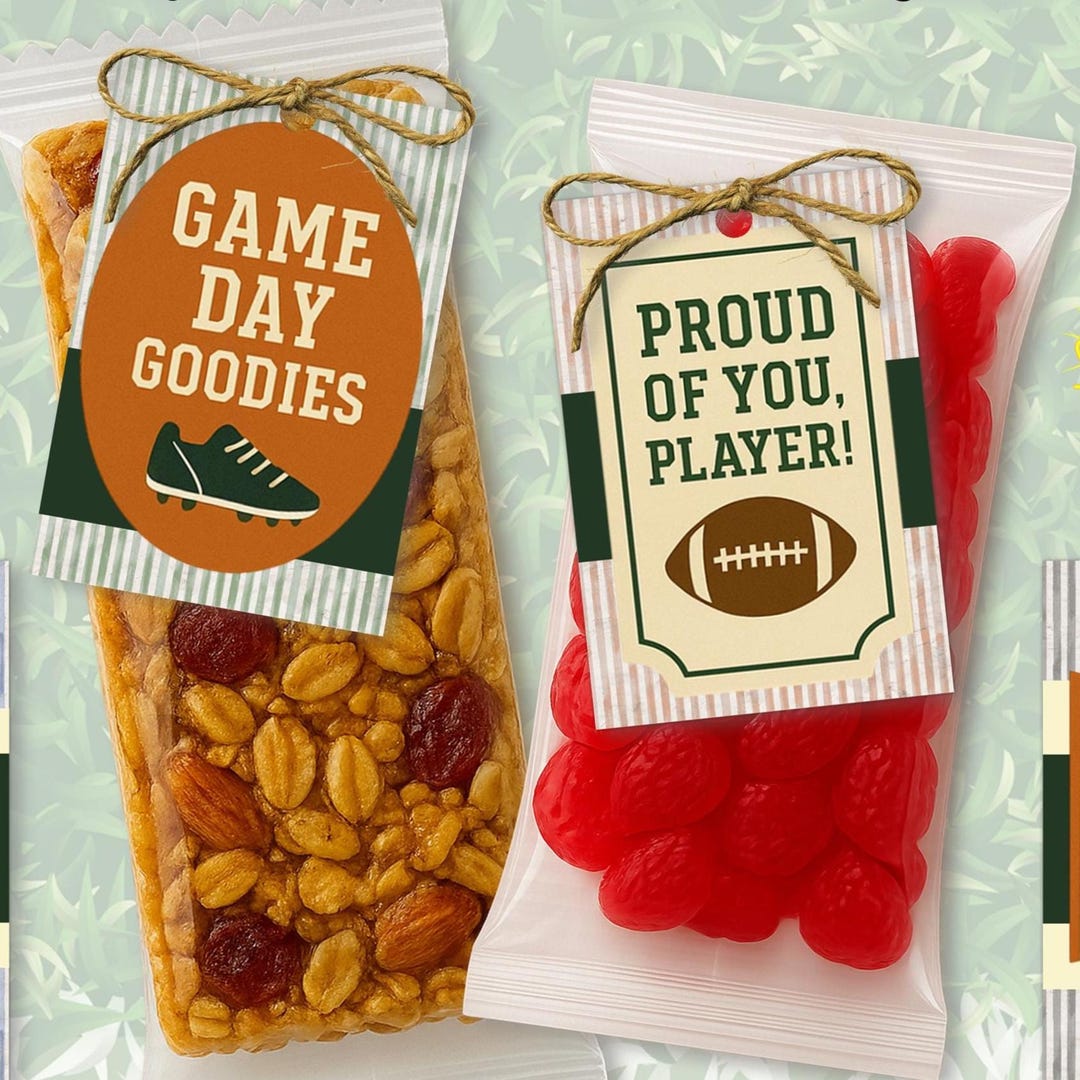 Printable Football Snack Tags | Non-editable | Game Day Treat Tags for ...