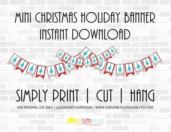 Printable MINI Christmas Banner Holiday Christmas Gift Tags | Etsy