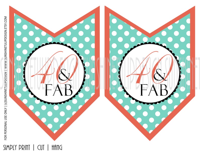 PRINTABLE Banner 40 and Fabulous Banner 40th Birthday - Etsy