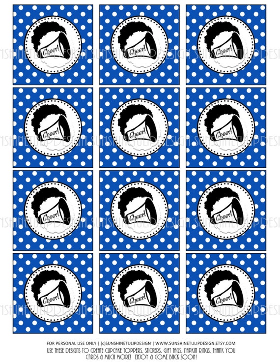 CHEER Printable DIY Favor Gift Tags Sticker Labels and Cupcake - Etsy