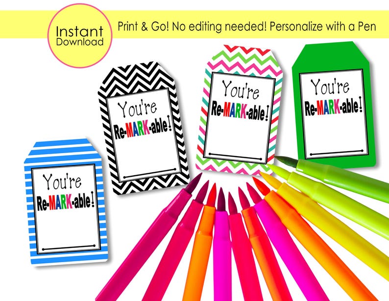 You Are Remarkable Gift Tag | Printable Teacher Gift | Staff ...