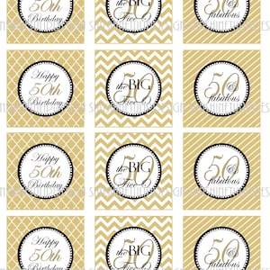 Etiquetas de fiesta DIY imprimibles para el 50.º cumpleaños y adornos para cupcakes de SunshineTulipdesign