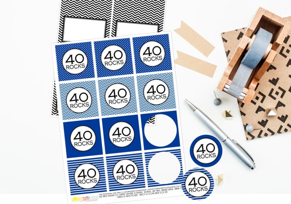 Printable 40th Birthday Cupcake Toppers, Printable Royal Blue and White ...